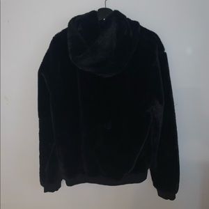 UO Black Faux Fur Hoodie (Size M)